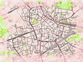 Carte de Bochum centrum avec le style 'Soothing Spring' sur Maporia