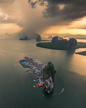 Koh Panyi at Sunset - Floating Village in Phang Nga Bay by Ewold Kooistra