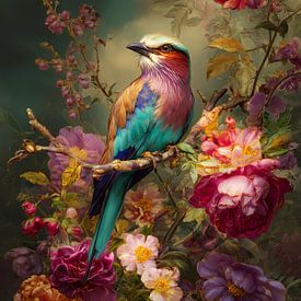 Bunter Vogel zwischen blühenden Blumen von But First Framing