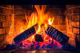 Gezellige open haard van Poster Art Shop