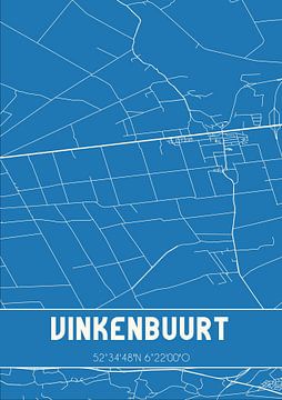 Blauwdruk | Landkaart | Vinkenbuurt (Overijssel) van Rezona