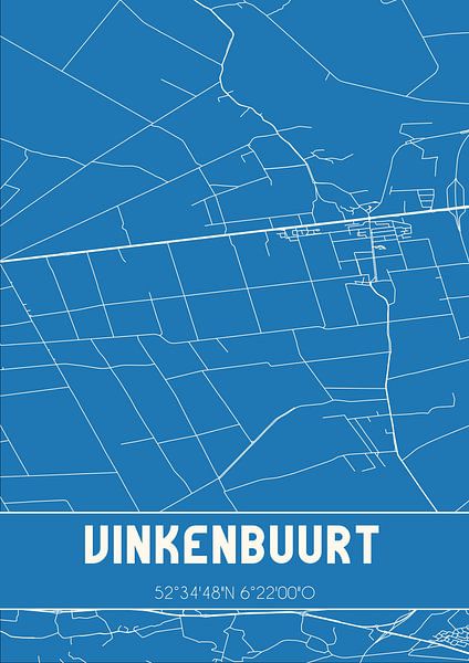 Blueprint | Carte | Vinkenbuurt (Overijssel) par Affiches de lieux