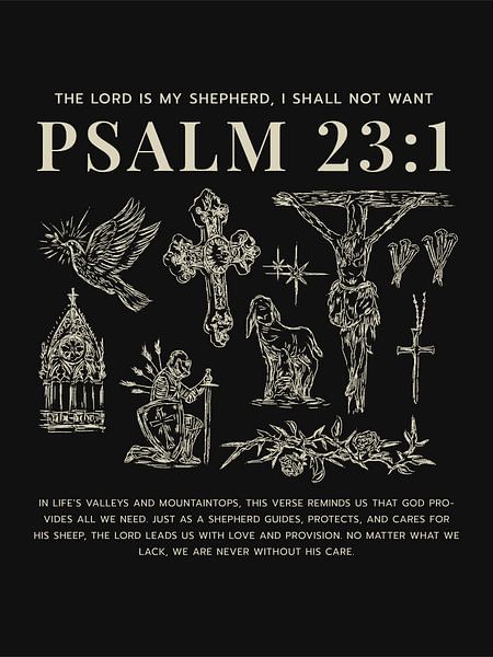 Psalm 23:1 – The Lord is My Shepherd Christian Bible Verse Print by Baleee
