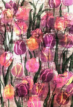 Tulpen Abstract van Jacky
