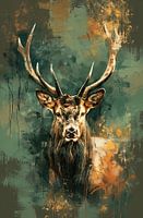 Abstract painting of deer with colours