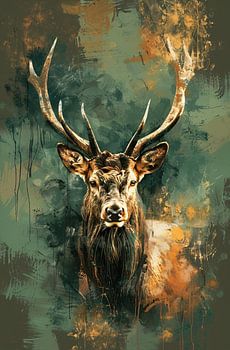 Peinture abstraite d'un cerf avec des couleurs