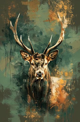 Peinture abstraite d'un cerf avec des couleurs sur Art & Soul Creations