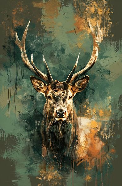 Abstract painting of deer with colours by Art & Soul Creations