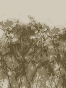 Abstrakte botanische Kunst in neutralen Retro-Tönen