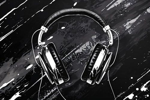 Abstracte koptelefoon met spetterende achtergrond