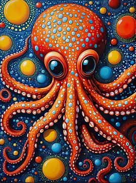 Squid in the style of Yayoi Kusama by Retrotimes
