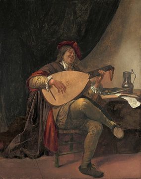 Zelfportret als luitspeler, 1663-65  van Jan havicksz Steen van Frank Zuidam