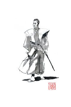 wandelende samurai van Péchane Sumie