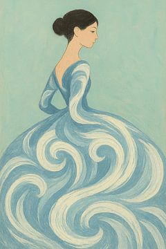 The Whisper of Waves – Tijdloze Elegantie in Blauwe Beweging van Dream Designs art work