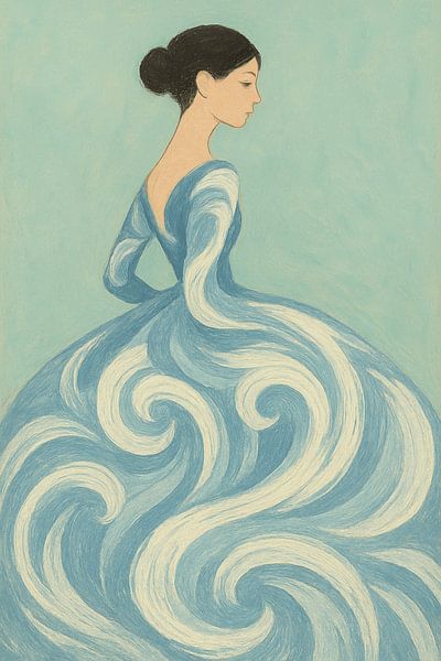 The Whisper of Waves - Zeitlose Eleganz in blauer Bewegung von Dream Designs art work