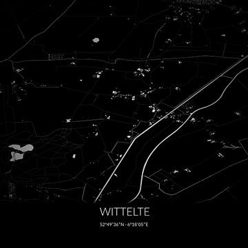 Black-and-white map of Wittelte, Drenthe. by Rezona