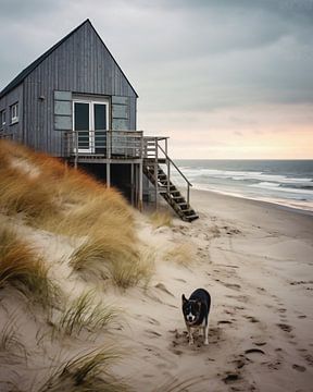 Met hond op het strand in Denemarken van fernlichtsicht