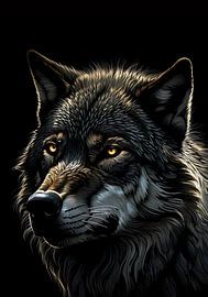 Portrait de loup aux yeux d'or