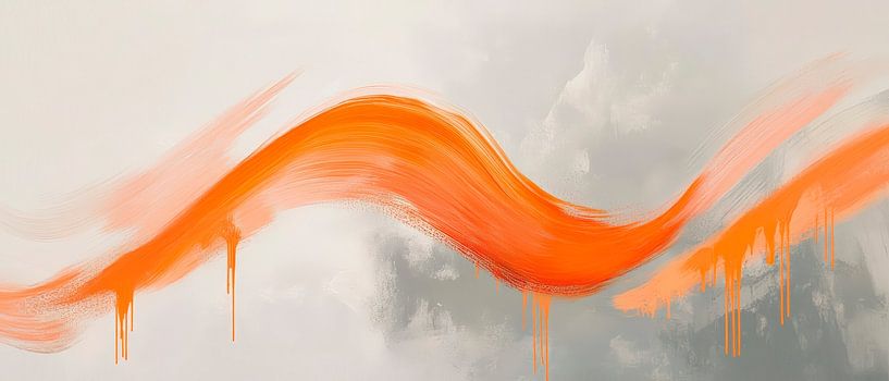 Dynamic orange line on grey - Abstract by Poster Art Shop