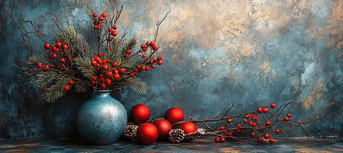 Nature morte de Noël avec accents rouges