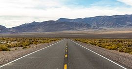 Empty desert road in Nevada. by Jaap van den Berg