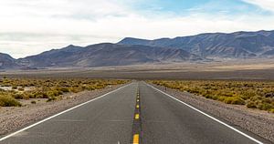 Leere Wüstenstraße in Nevada.