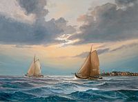 Botters at sea off Urk island