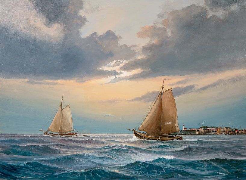Botters at sea off Urk island by Annette Bakker
