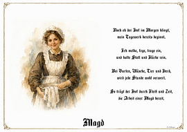 Dienstmeisje – gildebeeld met gedicht van Marcus Achberger