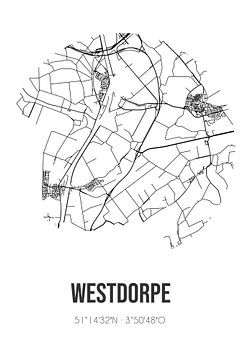 Westdorpe (Zeeland) | Karte | Schwarz und Weiß von Rezona