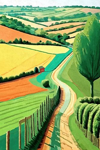 Landweg in heuvellandschap