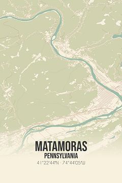 Vintage landkaart van Matamoras (Pennsylvania), USA. van Rezona