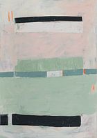 Landscape with stripes on the horizon in green-pink-black