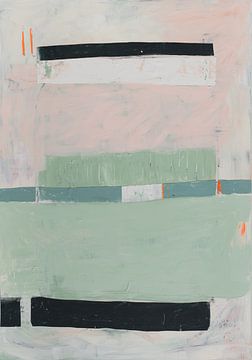 Paysage avec bandes à l'horizon en vert, rose et noir sur Karen und Simone Lehmann
