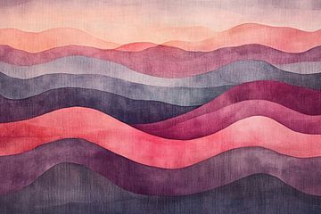 Abstract Golven | Vloeiende Paars Roze Golven van Modern Collection