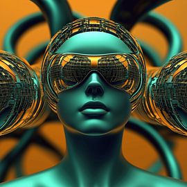 Tête futuriste sur Ton Kuijpers