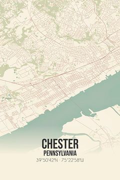 Carte ancienne de Chester (Pennsylvanie), Etats-Unis. sur Rezona