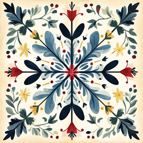 Kerstpatroon | Rode Bloem met Groene Bladeren van De Mooiste Kunst