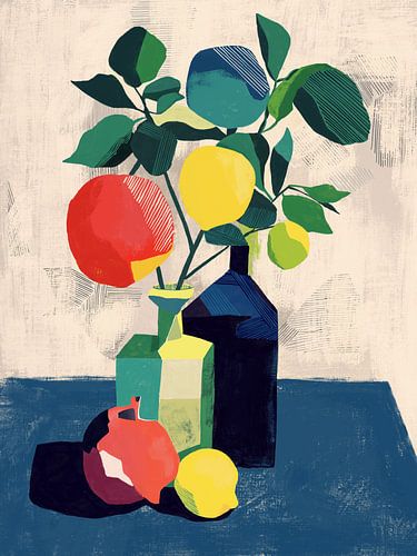 Nature morte moderne aux agrumes