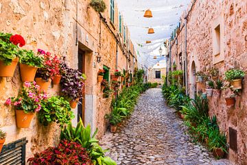 Mooie straat in het oude dorp van Valldemossa op het eiland Mallorca, Spanje van Alex Winter