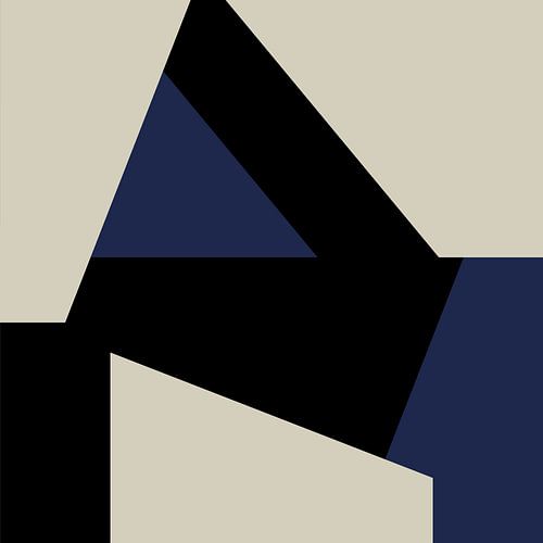 Abstracte Geometrische Vormen in Blauw, Zwart, Wit nr. 6