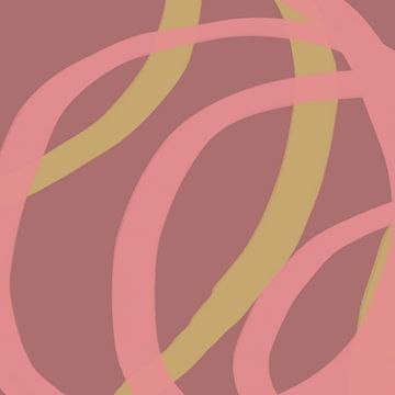 Kleurrijke en speelse moderne abstracte lijnen in roze, paars, geel van Dina Dankers