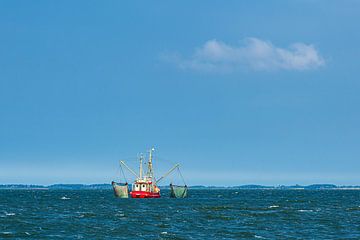 Krabbenkotter op de Noordzee bij het eiland Pellworm van Rico Ködder