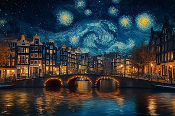 Amsterdam onder een Sterrennacht van Thea