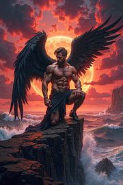 CAELDRYX - The fallen angel on the coast at sunset