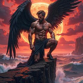 CAELDRYX - L’ange déchu sur la côte au coucher du soleil sur INFERAURUM