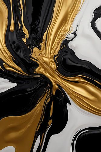 Dynamisch Zwart, Wit en Gouden Abstract Ontwerp
