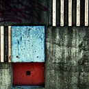 Urban abstract in grijs met rood van Annemie Hiele thumbnail