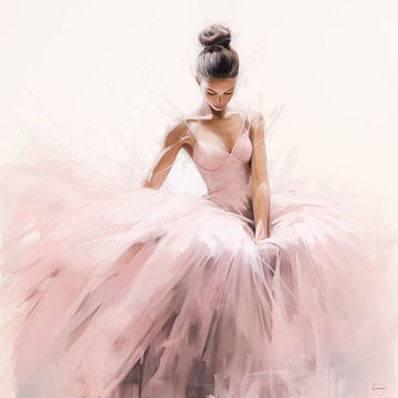 Staande ballerina in roze van Lauri Creates