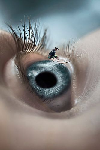 Surrealist Image Manipulation: The Eye and the Blue Sea as a Source of Mystery and Inspiration